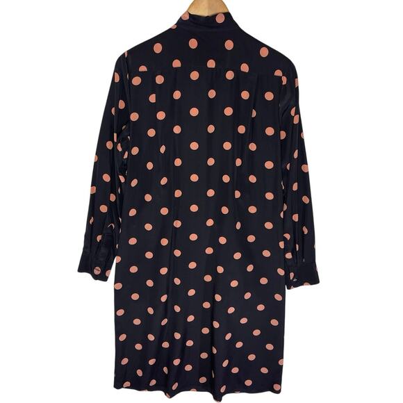 TORY BURCH Women’s 100% Silk Black Polka Dot Belted Ruffle Front Dress - Picture 8 of 8